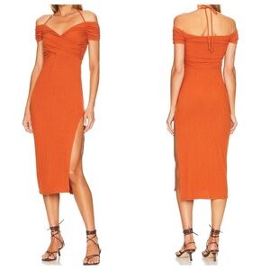 TULAROSA Lizzie Midi Dress Burnt Orange Size L‎